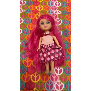Cute Hot Pink Hair Dressed 6" Doll Goth Hair
